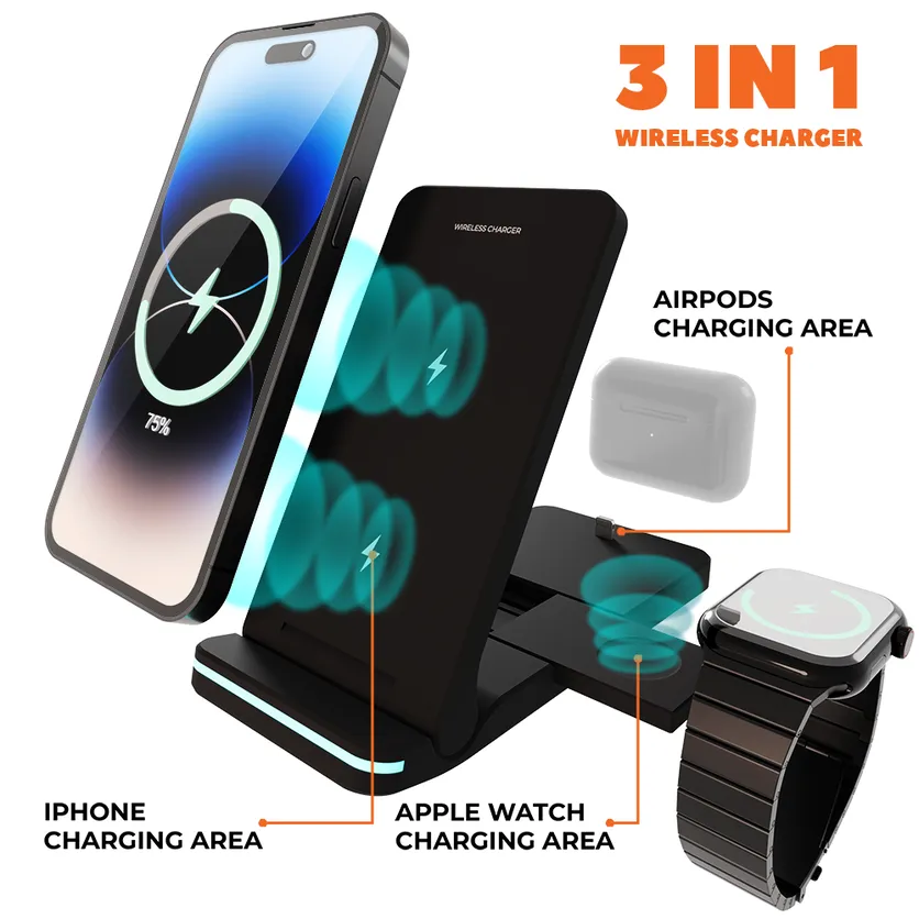 3-in-1 Foldable Wireless Charger for Apple Devices