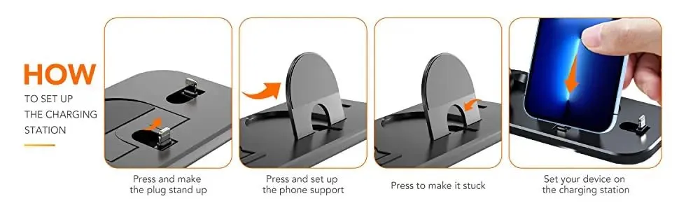 3 in 1 Wireless Charger Pad Stand For iPhone 14 13 12 11 Apple Watch Fast Charging Dock Station for Airpods IWatch Phone Holder