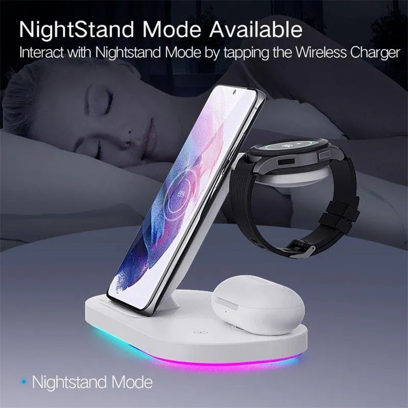 3 in 1 Wireless Charger Stand For Samsung Phone Galaxy Watch Buds iPhone Apple AirPods