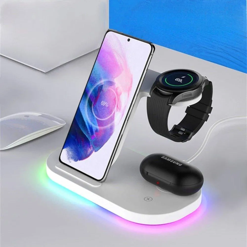 3 in 1 Wireless Charger Stand For Samsung Phone Galaxy Watch Buds iPhone Apple AirPods