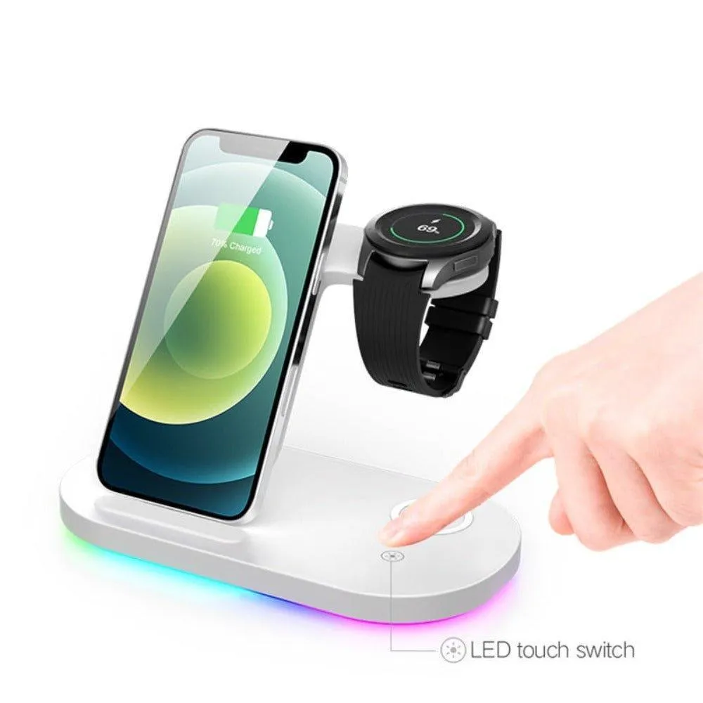 3 in 1 Wireless Charger Stand For Samsung Phone Galaxy Watch Buds iPhone Apple AirPods