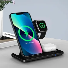 3 in 1 Wireless Charger Stand Pad Fast Charging Station Dock