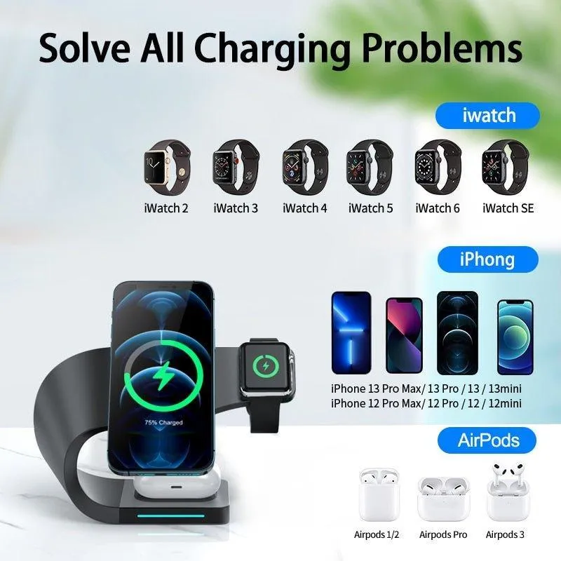 4 in 1 Magnetic Wireless Charger Stand For iPhone Apple Watch AirPods