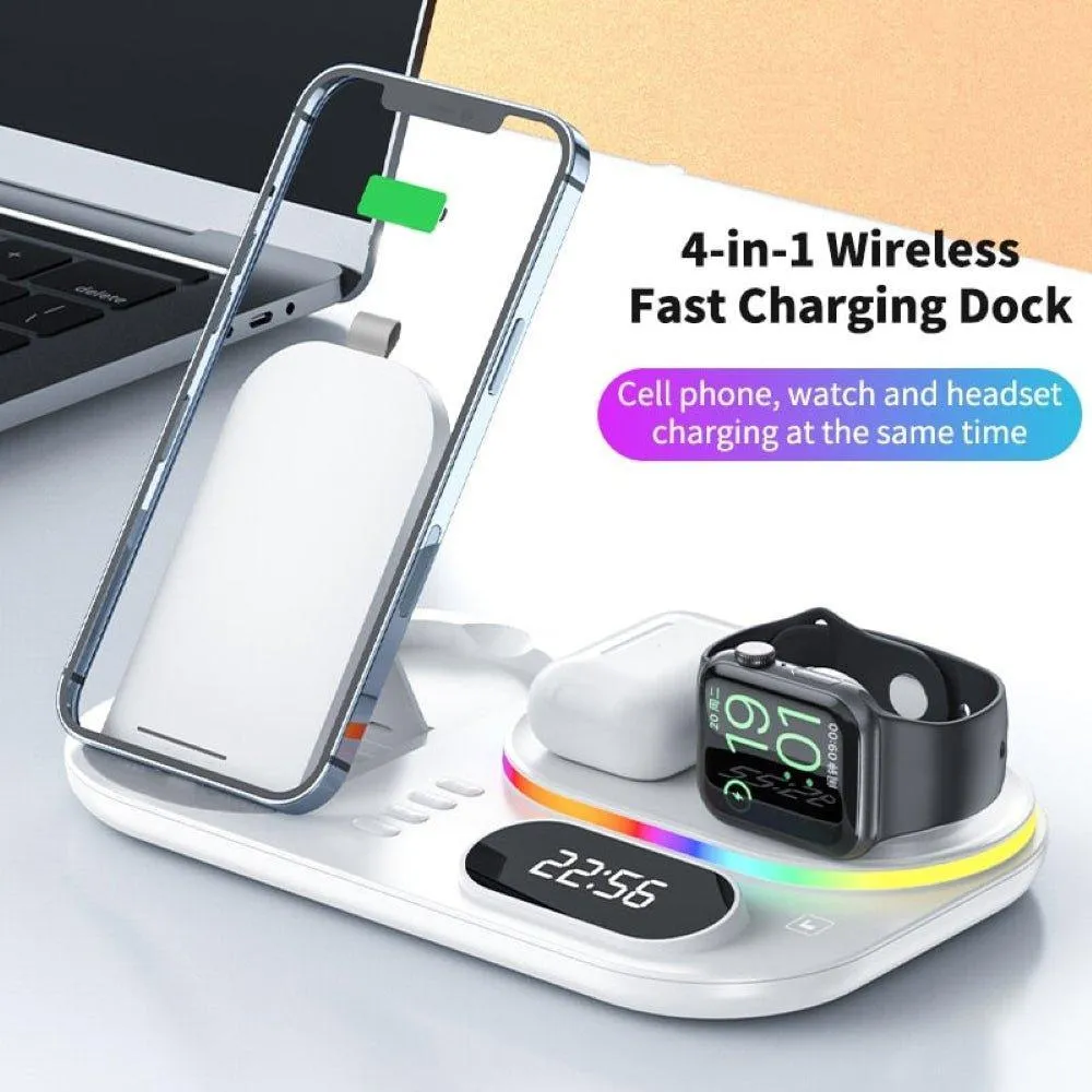 4 in 1 Wireless Charger Stand For iPhone Apple Watch AirPods Pro Samsung S21 Galaxy Watch