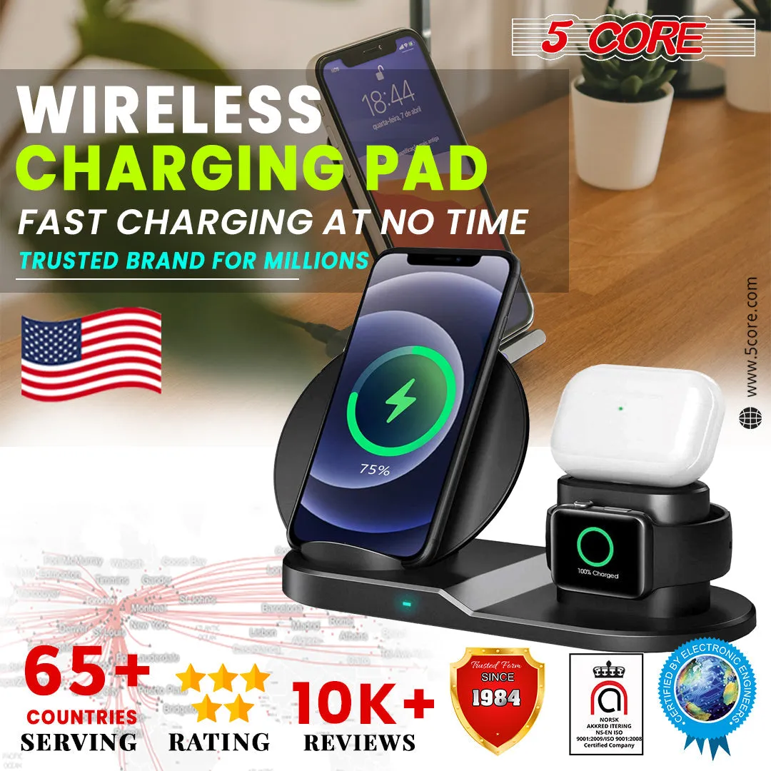 5 Core Wireless Charging Station  10W 3 in 1 Fast Phone Watch Earpod