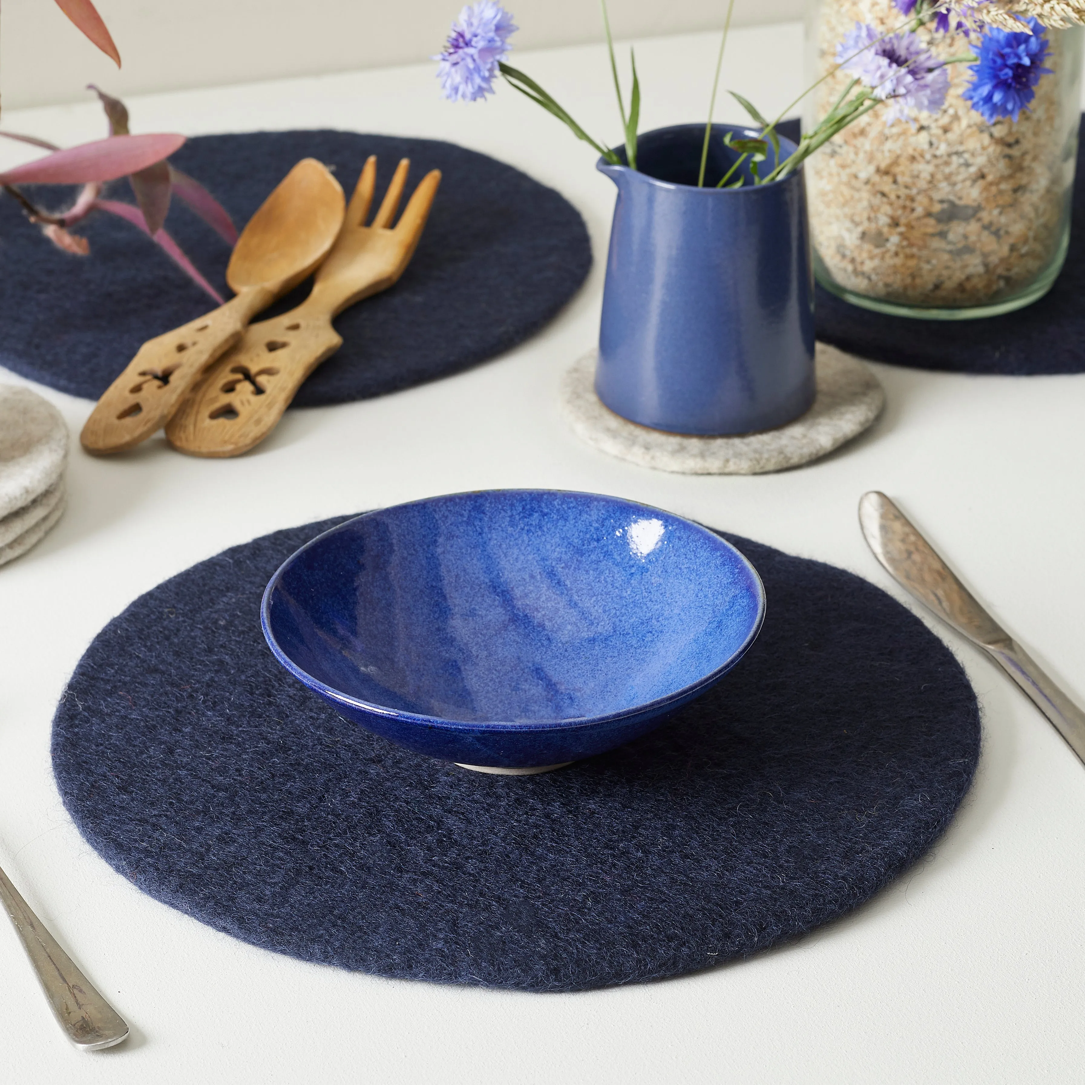 AGNI Felt Flat Table Mats 28cm 4pc Set (WS)