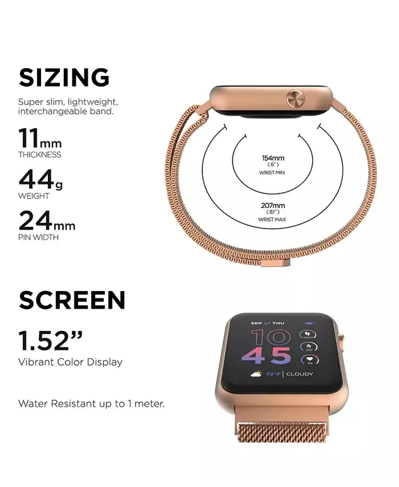 Air 4 Unisex Rose Gold-Tone Mesh Bracelet Smartwatch 41Mm