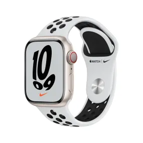 Apple Watch Nike Series 7 GPS   Cellular, 41mm Starlight Aluminium Case with Pure Platinum/Black Nike Sport Band - Regular