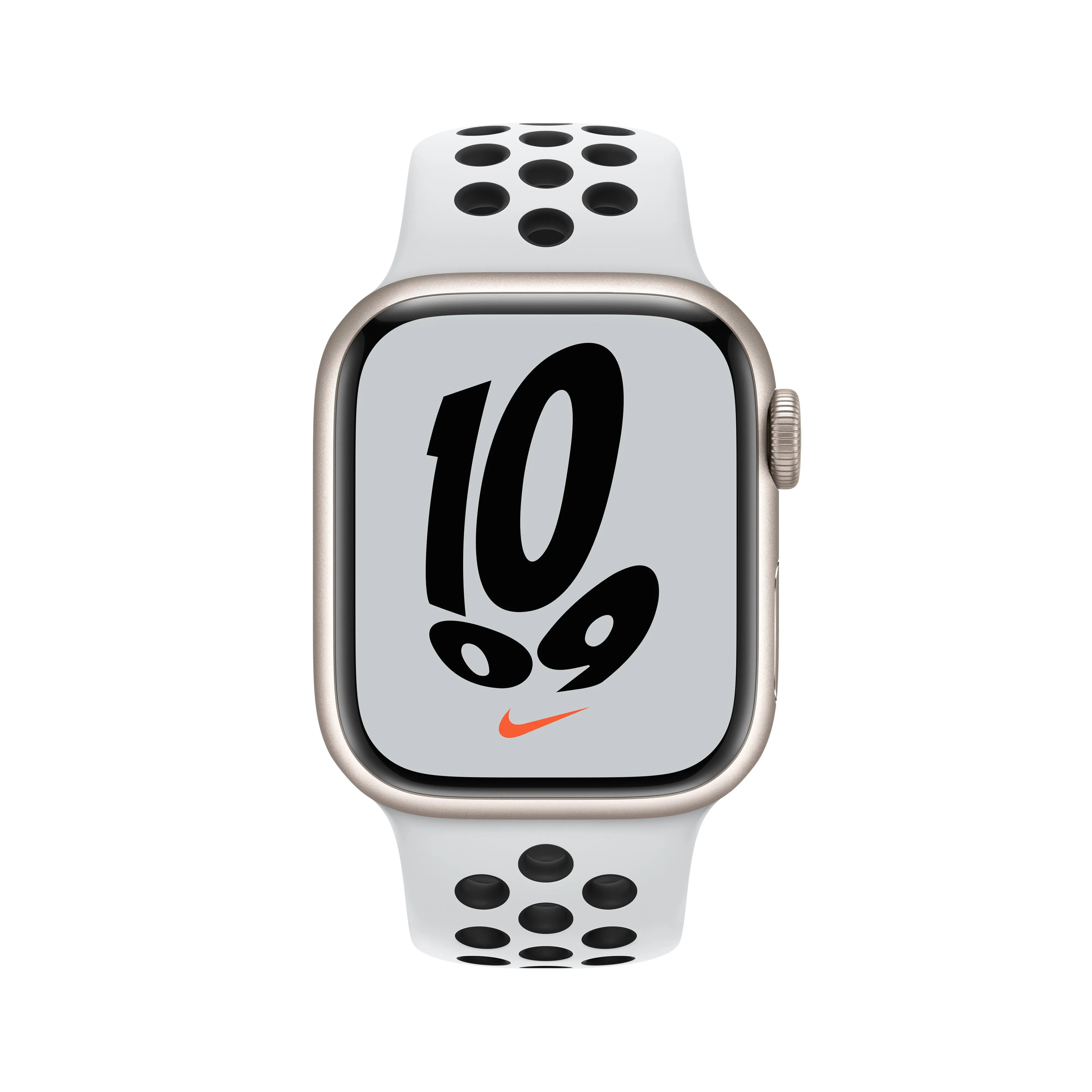 Apple Watch Nike Series 7 GPS   Cellular, 45mm Starlight Aluminium Case with Pure Platinum/Black Nike Sport Band - Regular