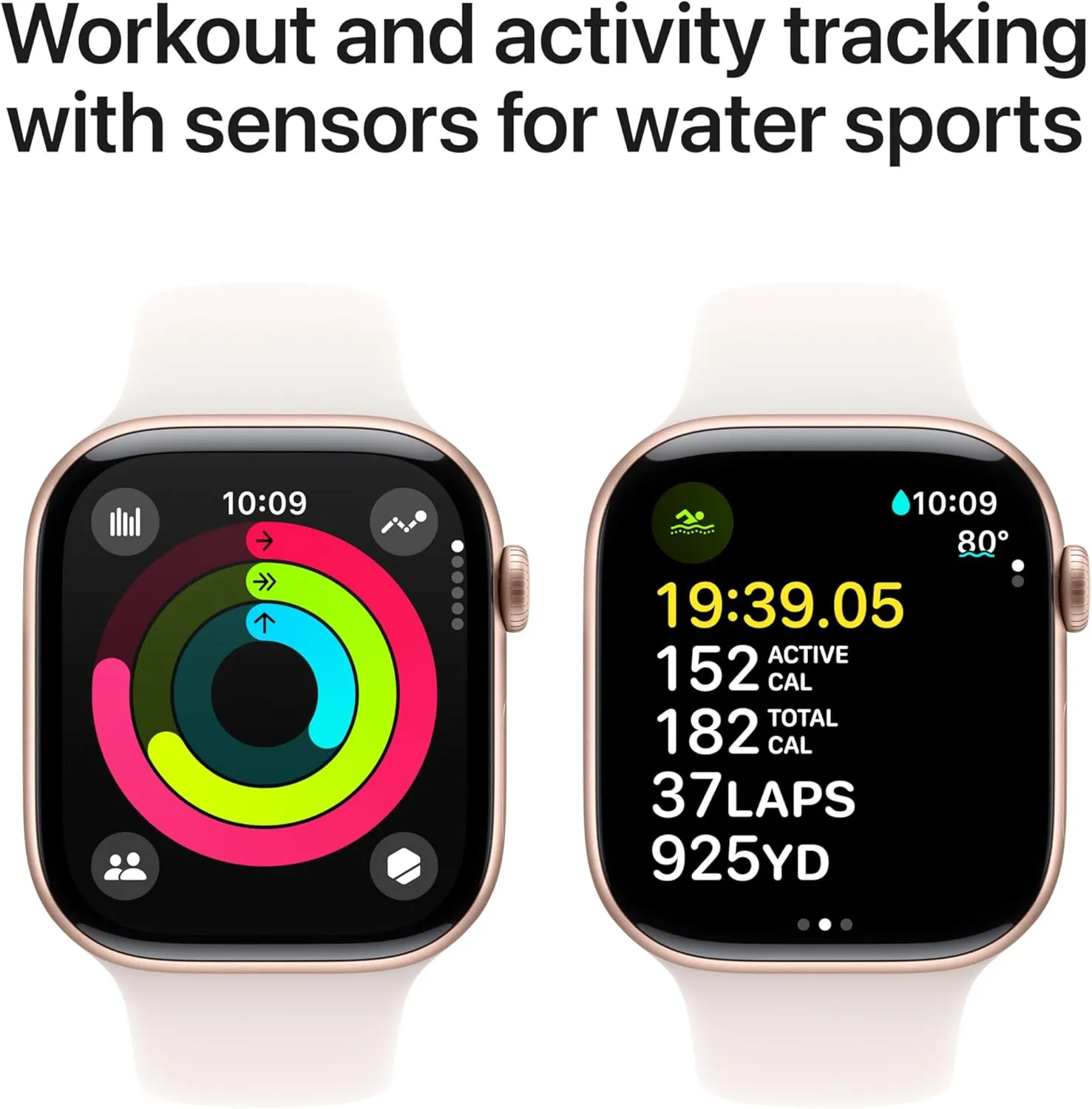 Apple Watch Series 10 GPS 42mm Smartwatch with Rose Gold Aluminium Case with Light Blush Sport Band - S/M. Fitness Tracker, ECG App, Always-On Retina Display, Water Resistant