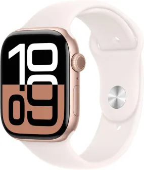 Apple Watch Series 10 GPS 42mm Smartwatch with Rose Gold Aluminium Case with Light Blush Sport Band - S/M. Fitness Tracker, ECG App, Always-On Retina Display, Water Resistant