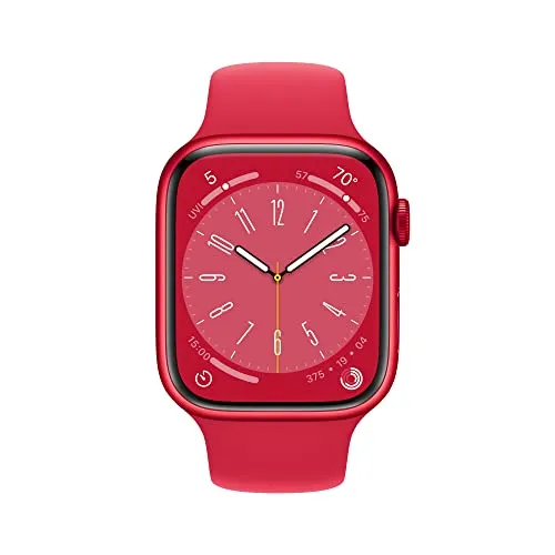 Apple Watch Series 8 [GPS 45mm] Smart Watch w/ (Product) RED Aluminum Case with (Product) RED Sport Band - S/M.