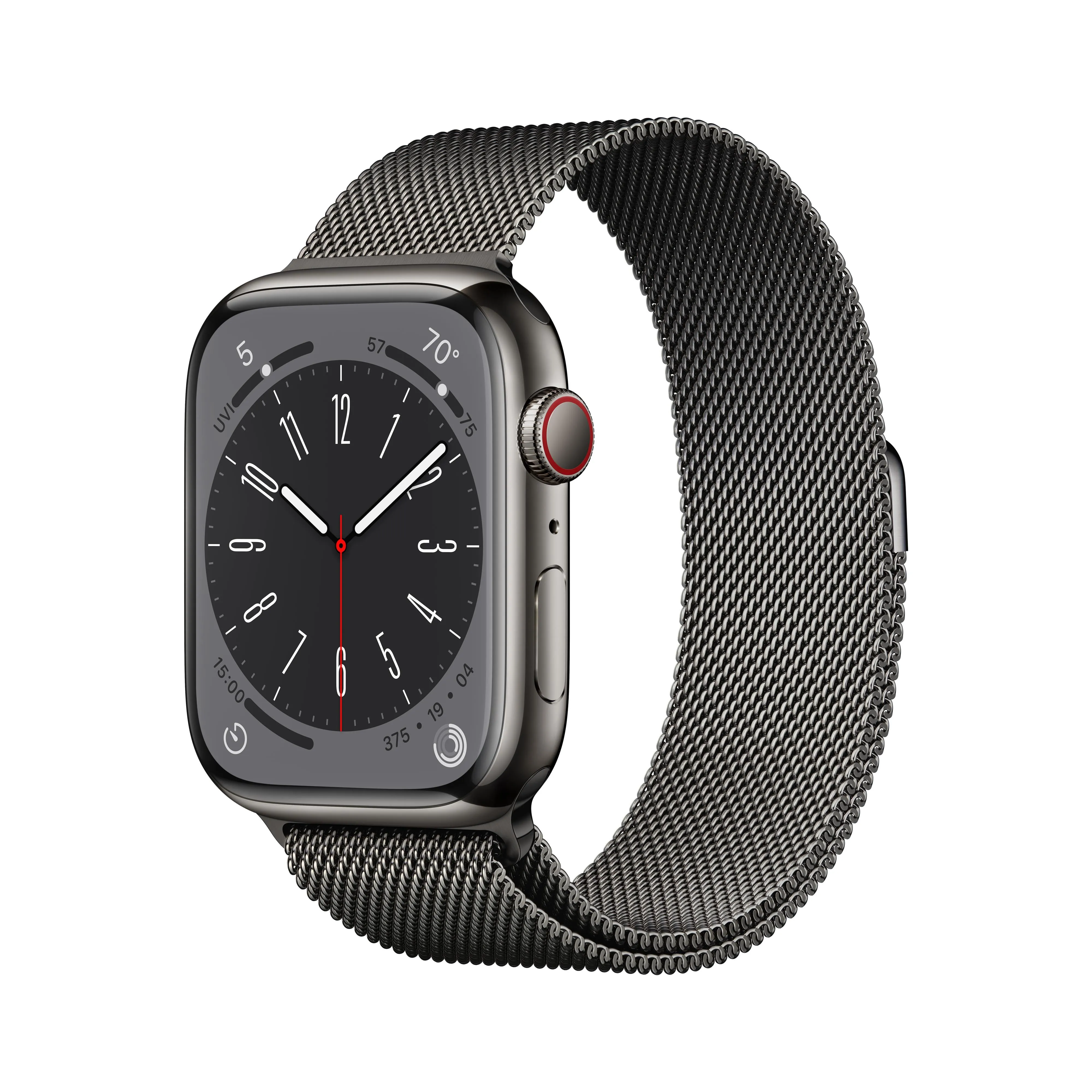 Apple Watch Series 8 GPS   Cellular 45mm Graphite Stainless Steel Case with Graphite Milanese Loop