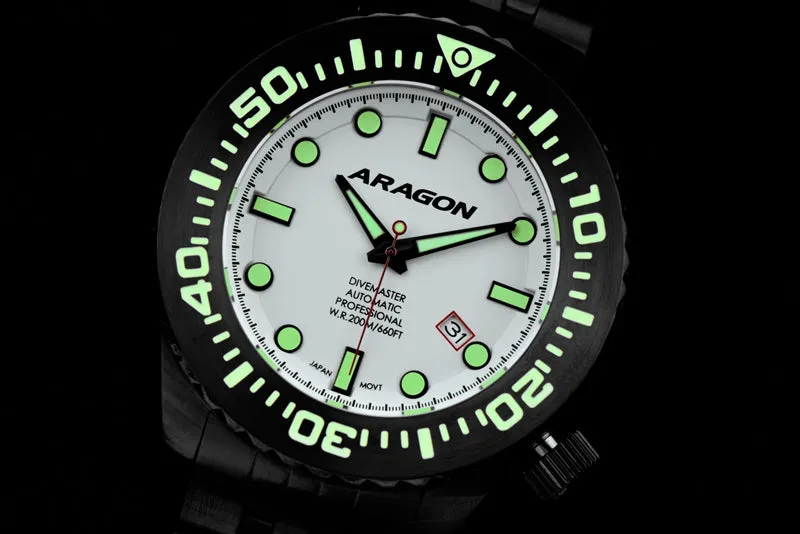 ARAGON Divemaster EVO IP Black 45mm Super Luminova Dial A263WHT