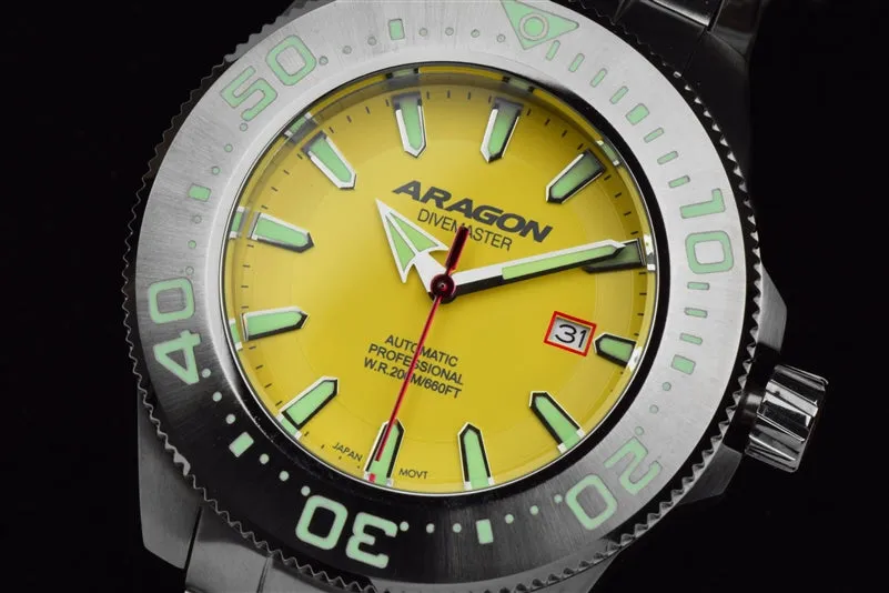 ARAGON Divemaster NH35 Bracelet Watch 45mm A067YEL