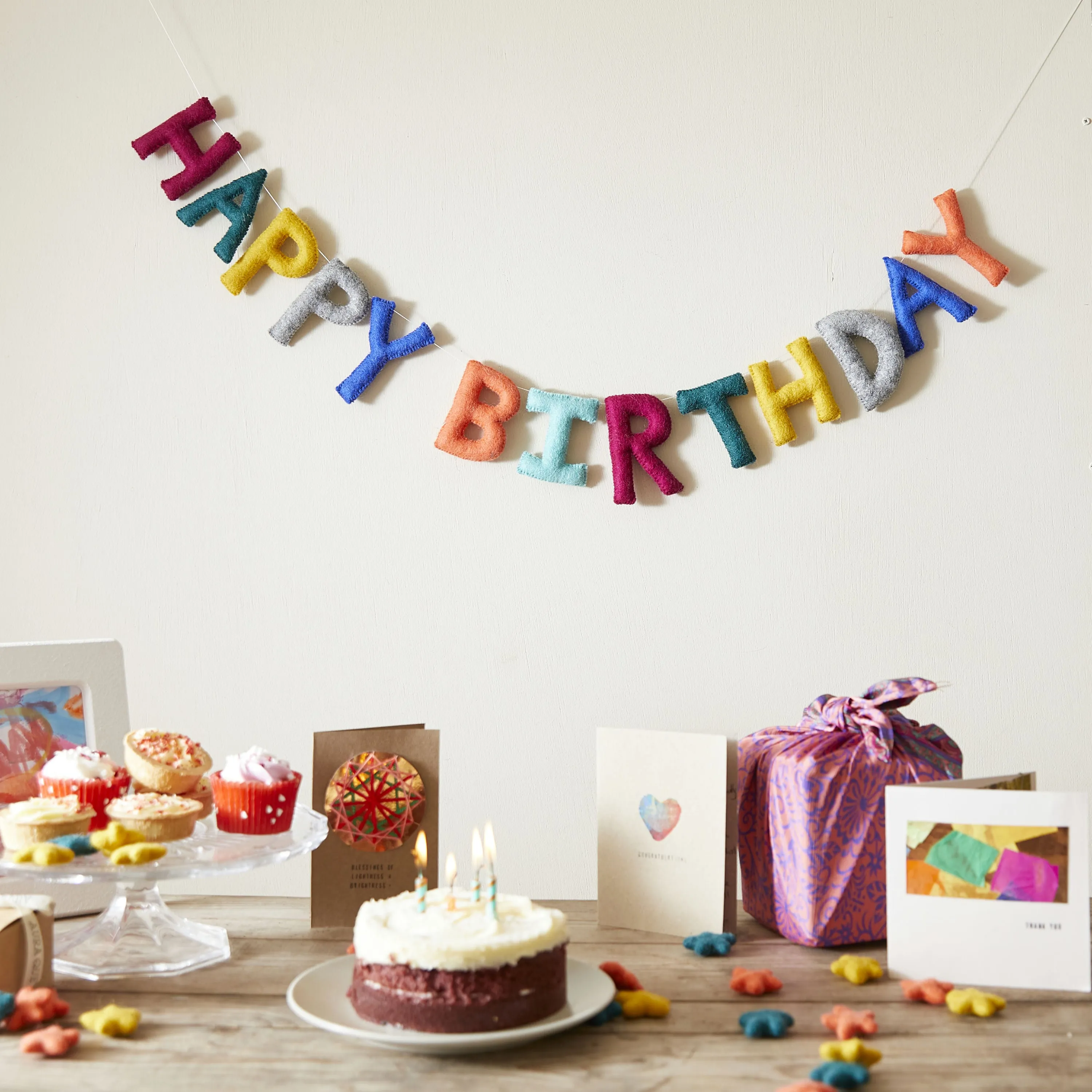 BIRTHDAY Letter Garland Eco Felt Happy Birthday 200cm