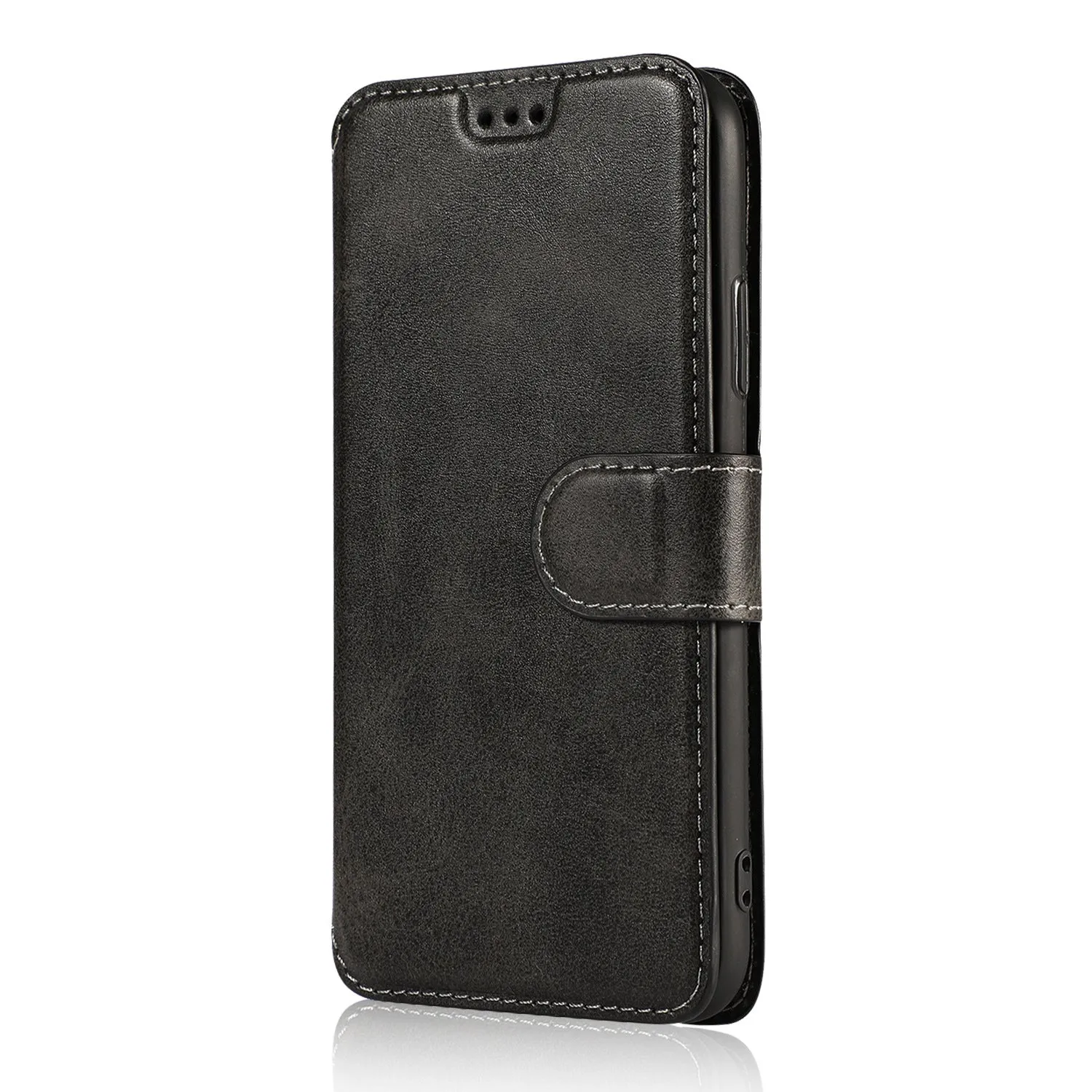 Black Card Slot Wallet Vertical Leather Shockproof Phone Case for iPhone7 Plus