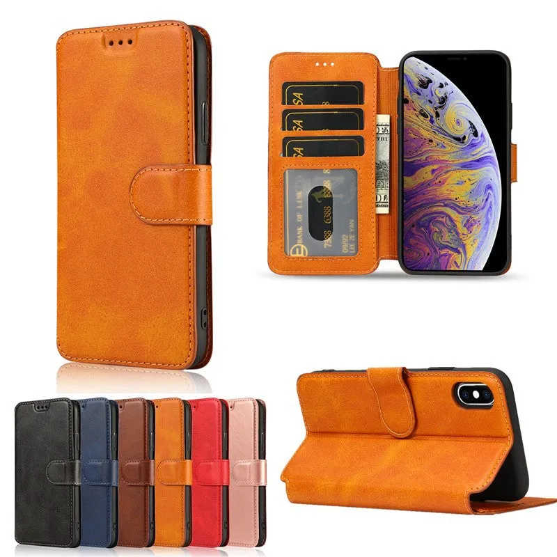 Black Card Slot Wallet Vertical Leather Shockproof Phone Case for iPhone7 Plus