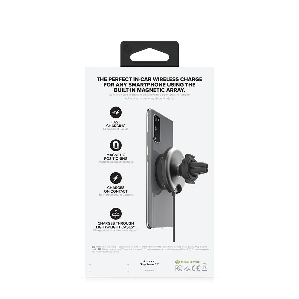 Black Mophie Snap  Wireless Vent Mount 15W MagSafe Compatible-Black