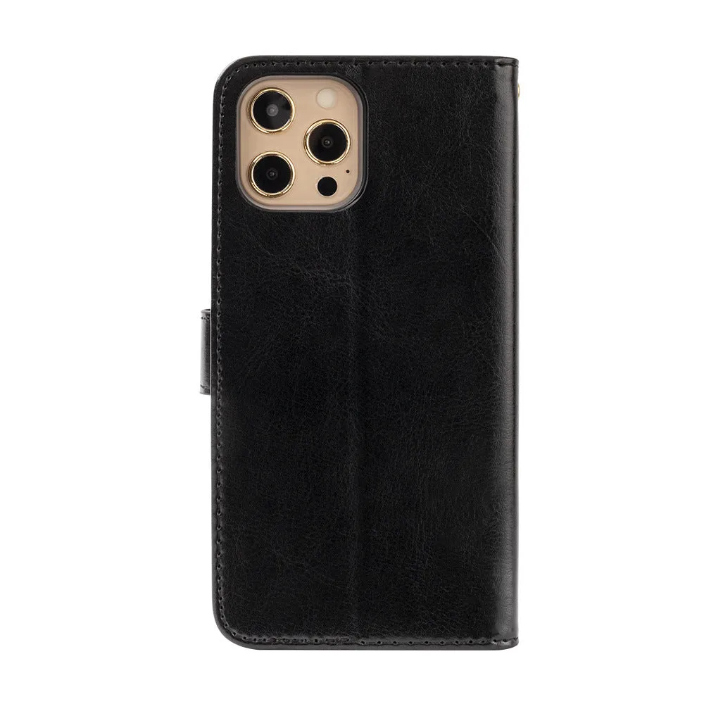 Black Wallet style photo frame shockproof leather phone case for iPhone 12 Mini 5.4