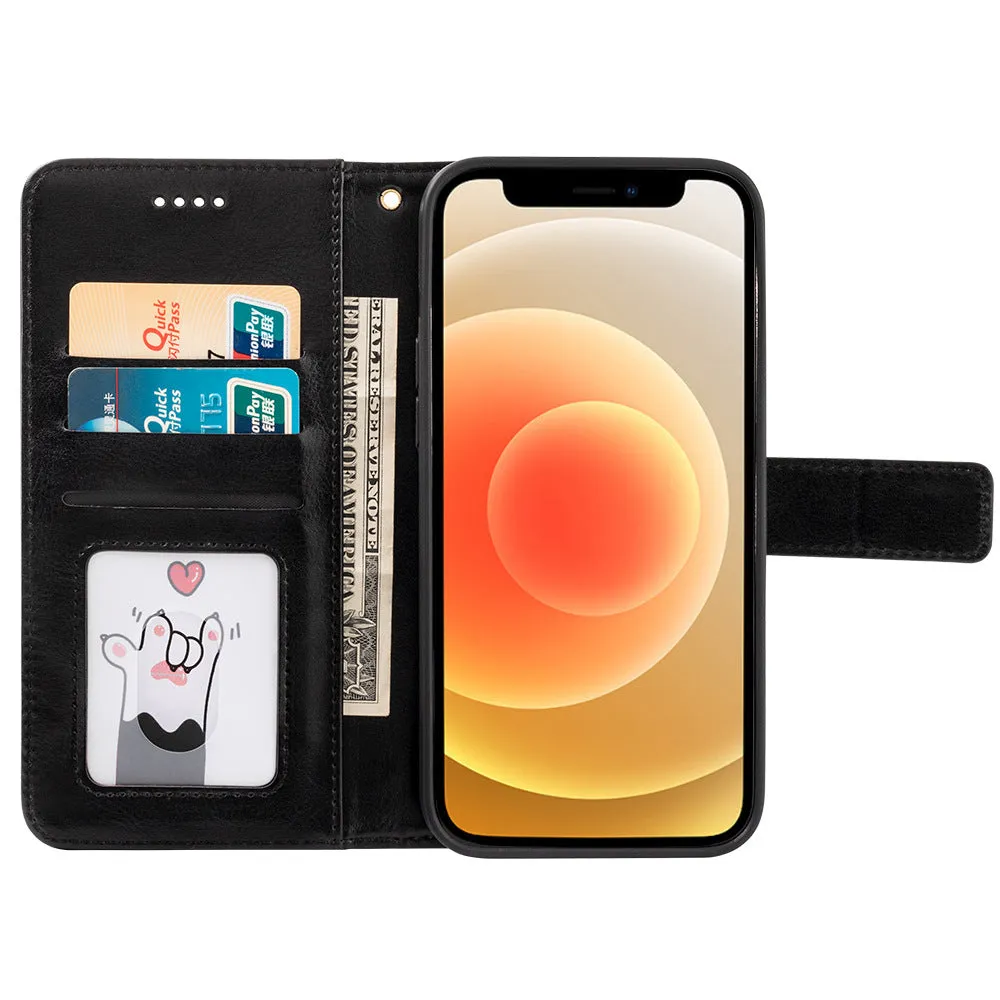 Black Wallet style photo frame shockproof leather phone case for iPhone 12 Mini 5.4