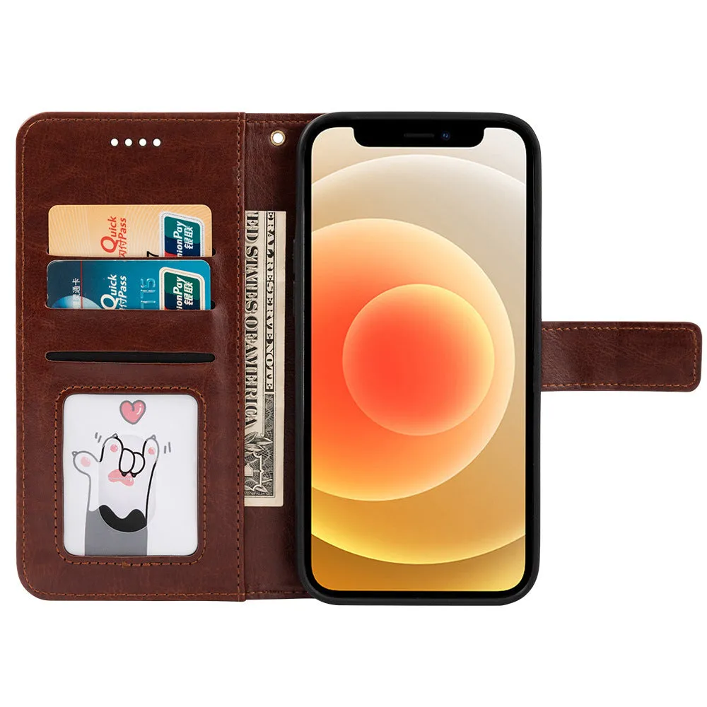 Black Wallet style photo frame shockproof leather phone case for iPhone 12 Mini 5.4