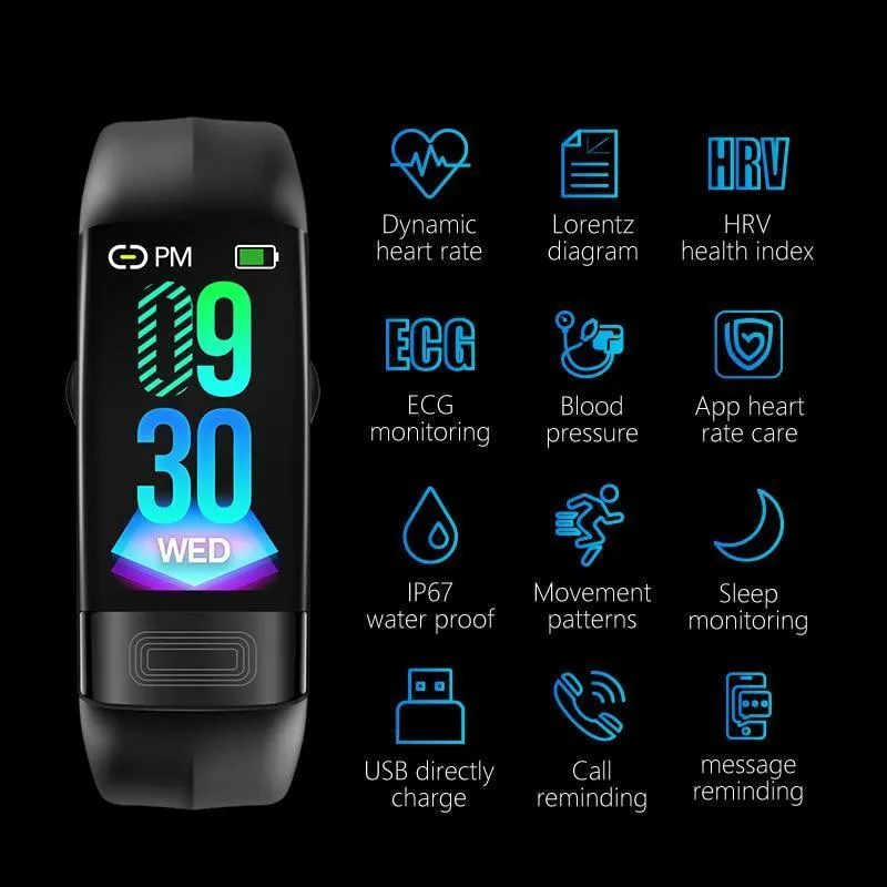 Blood Pressure Smart Band Heart Rate Smart Bracelet Activity Fitness Tracker Watch For iPhone Android