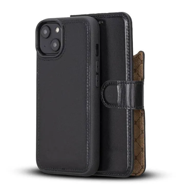 Brian Apple IPhone 14 Series Detachable Leather Wallet Case Darker Color (Set of 2)