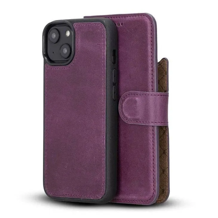 Brian Apple IPhone 14 Series Detachable Leather Wallet Case Darker Color (Set of 2)