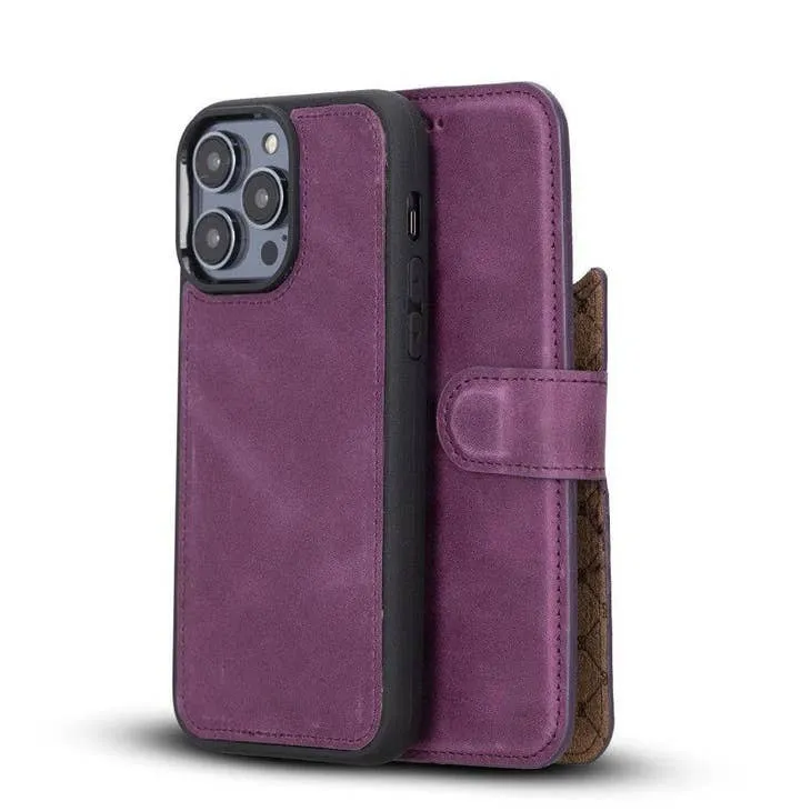 Brian Apple IPhone 14 Series Detachable Leather Wallet Case Darker Color (Set of 2)