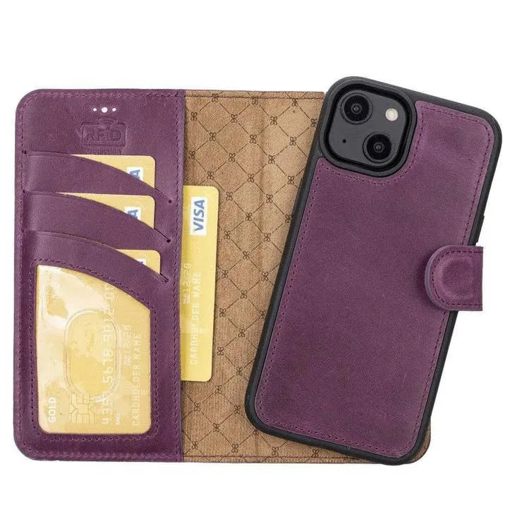 Brian Apple IPhone 14 Series Detachable Leather Wallet Case Darker Color (Set of 2)