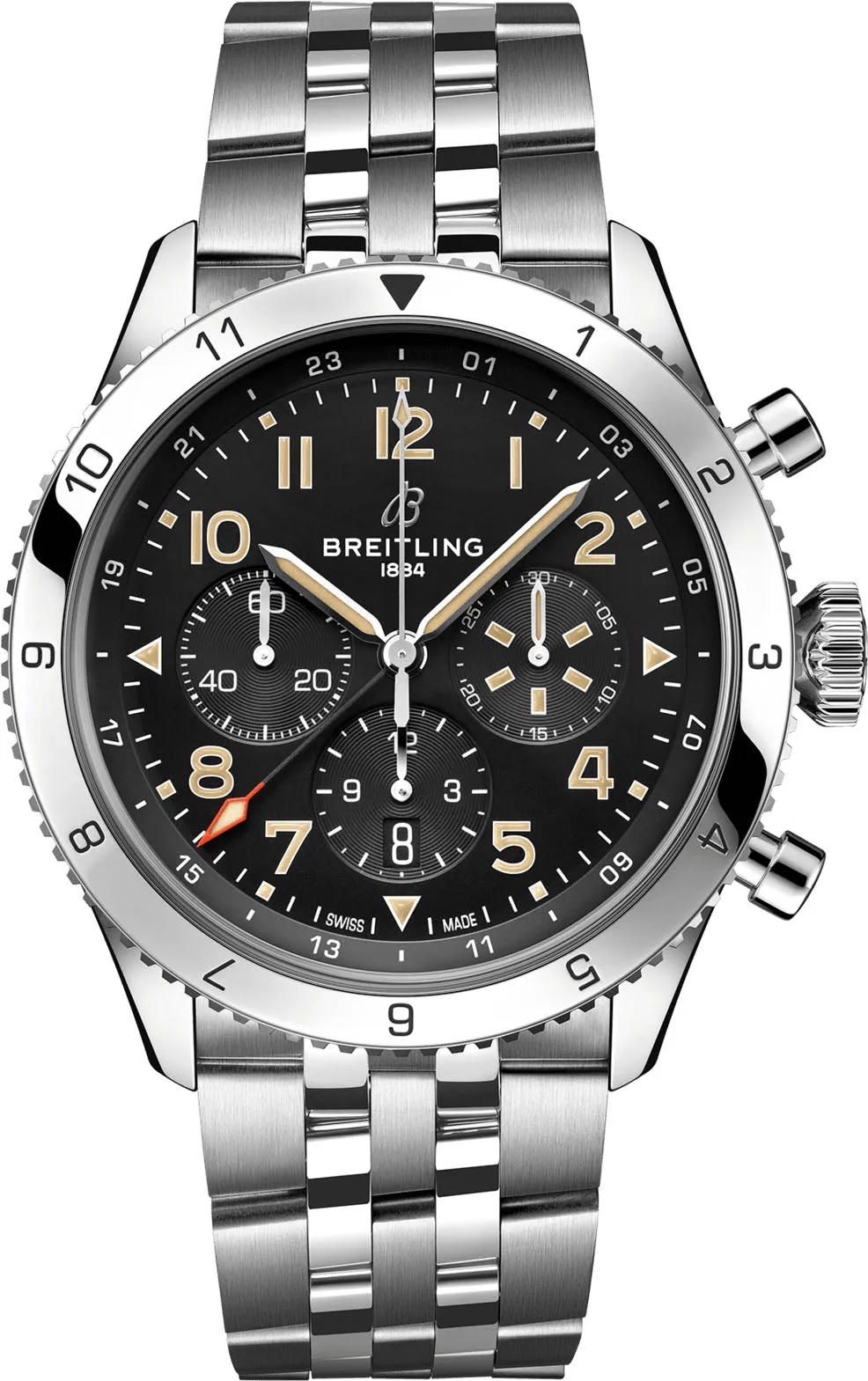 Enhanced Breitling Super AVI B4 Chronograph GMT 46mm Mustang Watch