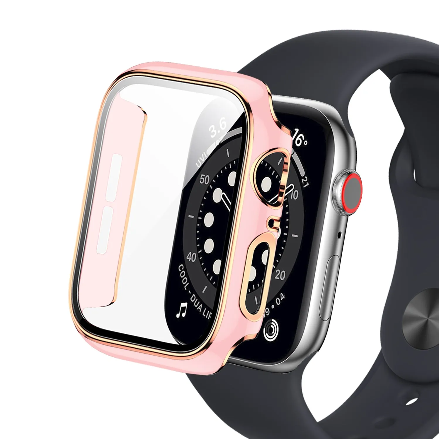 Bumper Case with Screen Protector for Apple Watch-Pink