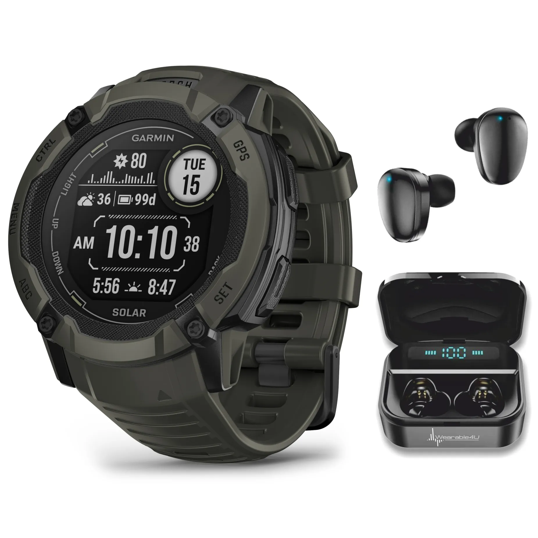 Garmin Instinct 2X Solar Series Rugged GPS Men Smartwatch with Power Glass Lens, LED Flashlight