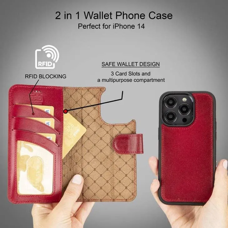 George Apple IPhone 14 Series Detachable Leather Wallet Case Colorful (Set of 2)