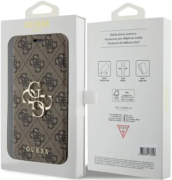 Guess 4G Metal Logo Case for iphone 15 Pro 6.1" Brown - GUBKP15L4GMGBR