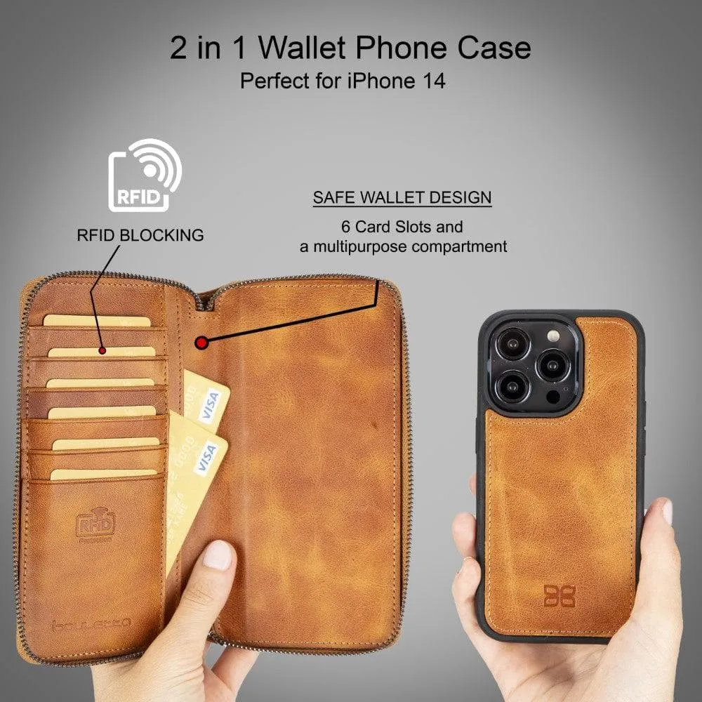 iPhone 14 Series Magnetic Leather Wallet Case