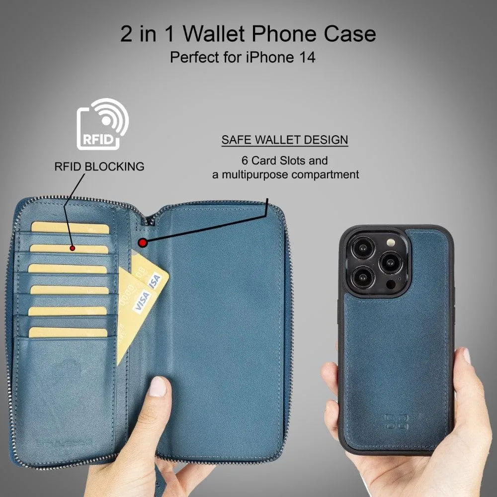 iPhone 14 Series Magnetic Leather Wallet Case