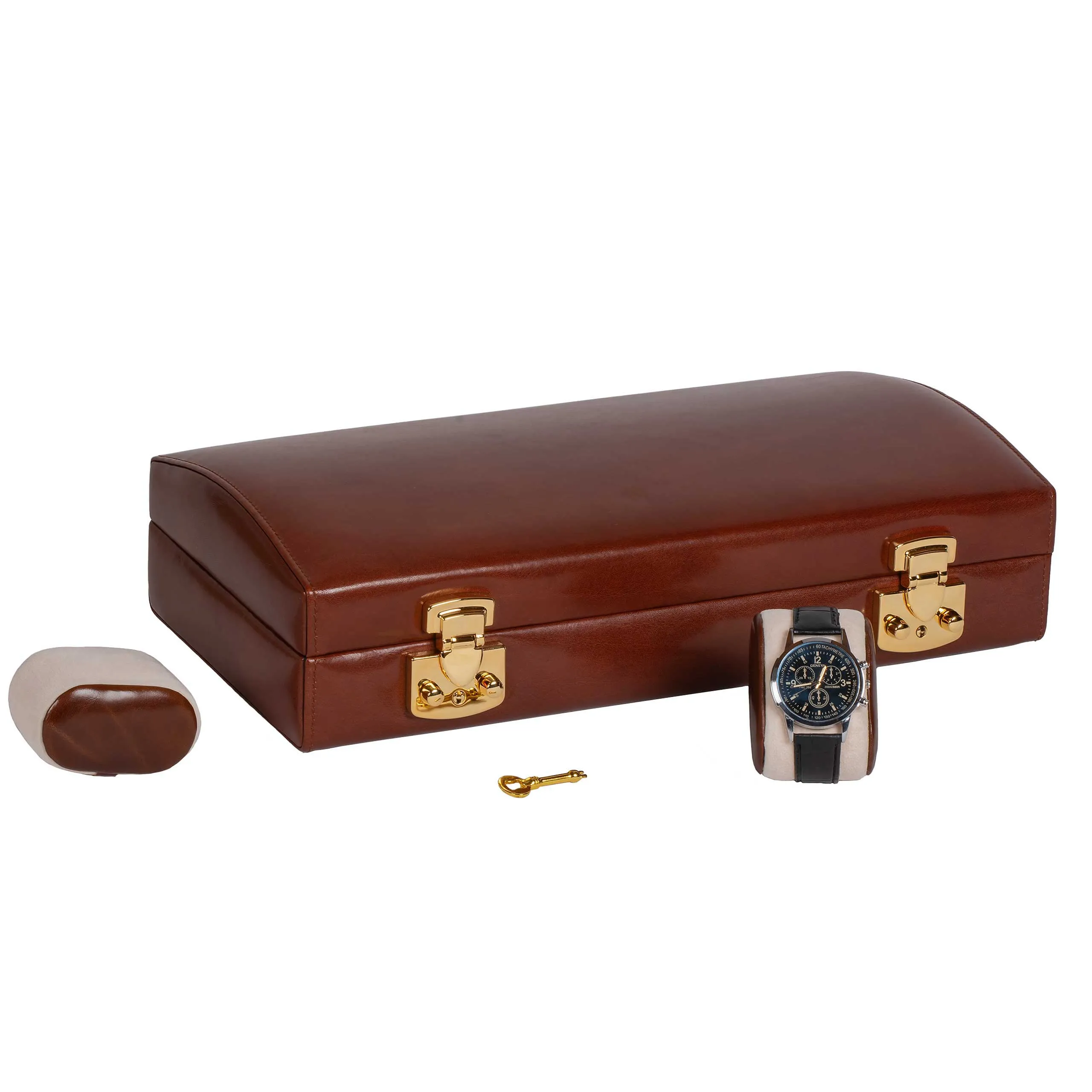 Italian Leather Watch Case Twelve Watches Coffee Brown