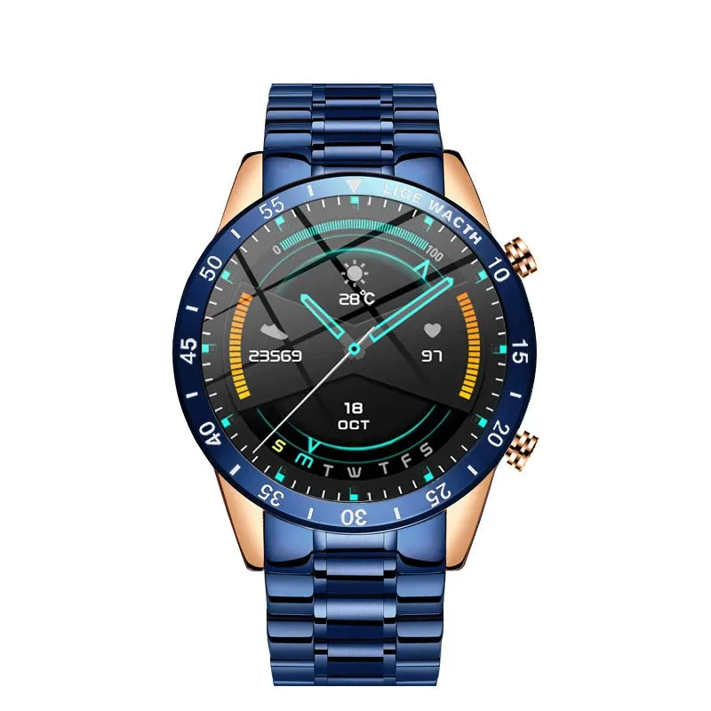 LIGE Steel Band Luxury Full Touch Screen Smartwatch