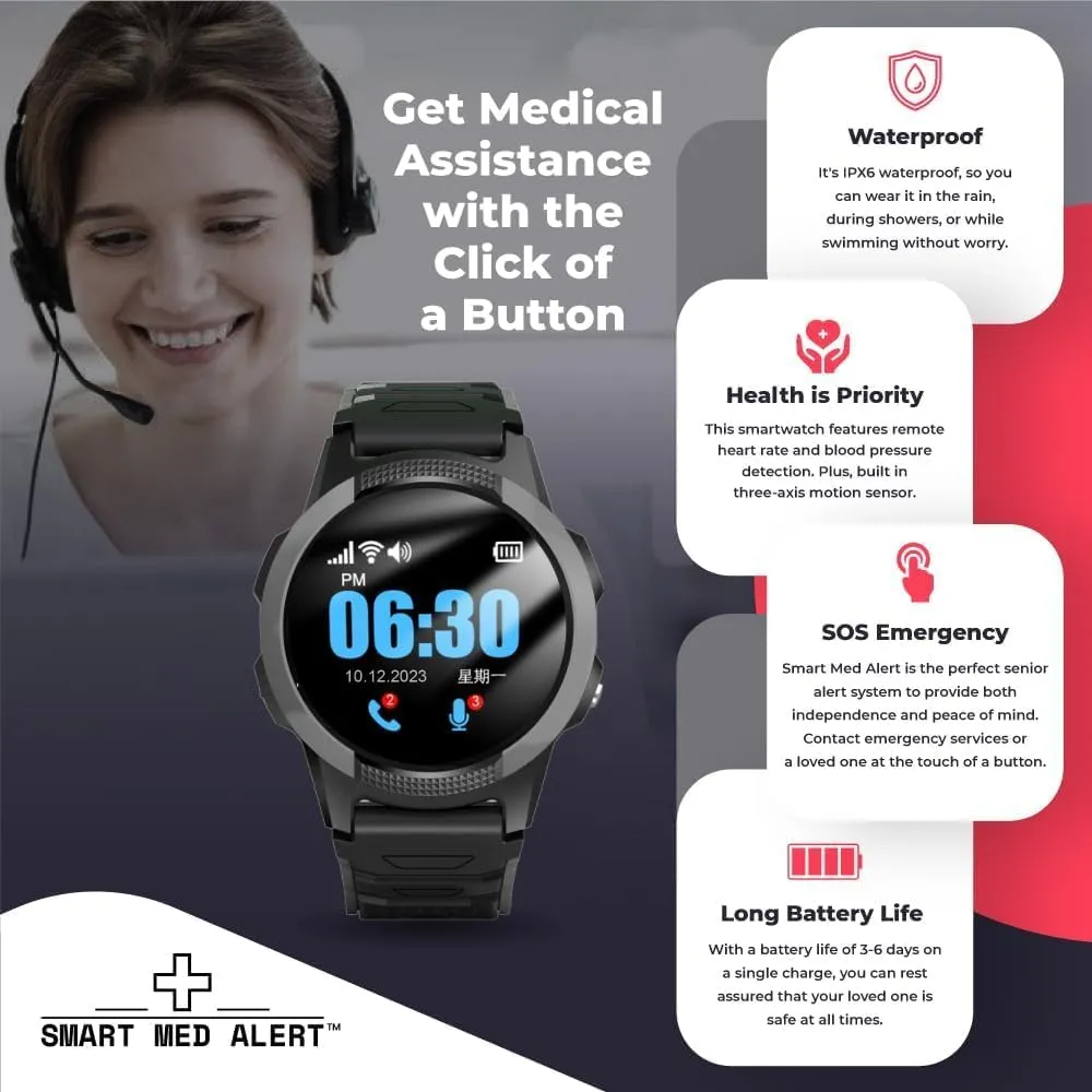 Medical Alert Round Smartwatch for Seniors