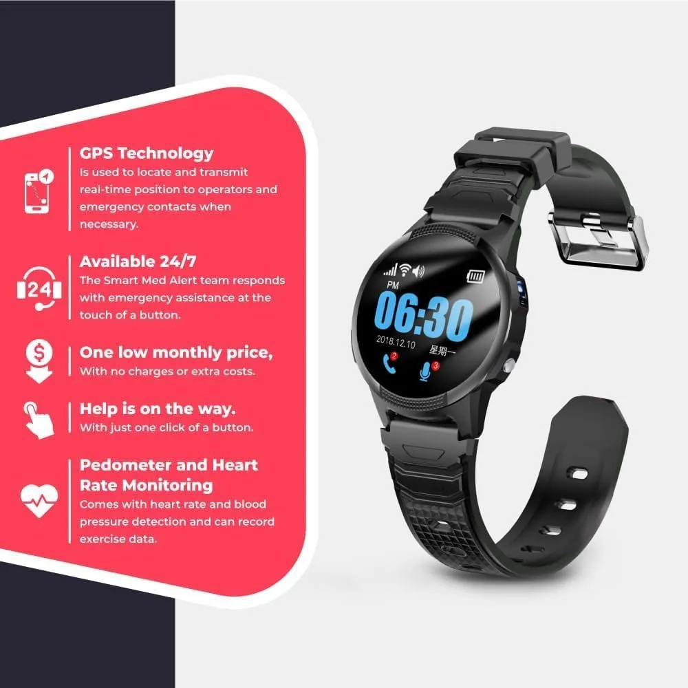 Medical Alert Round Smartwatch for Seniors