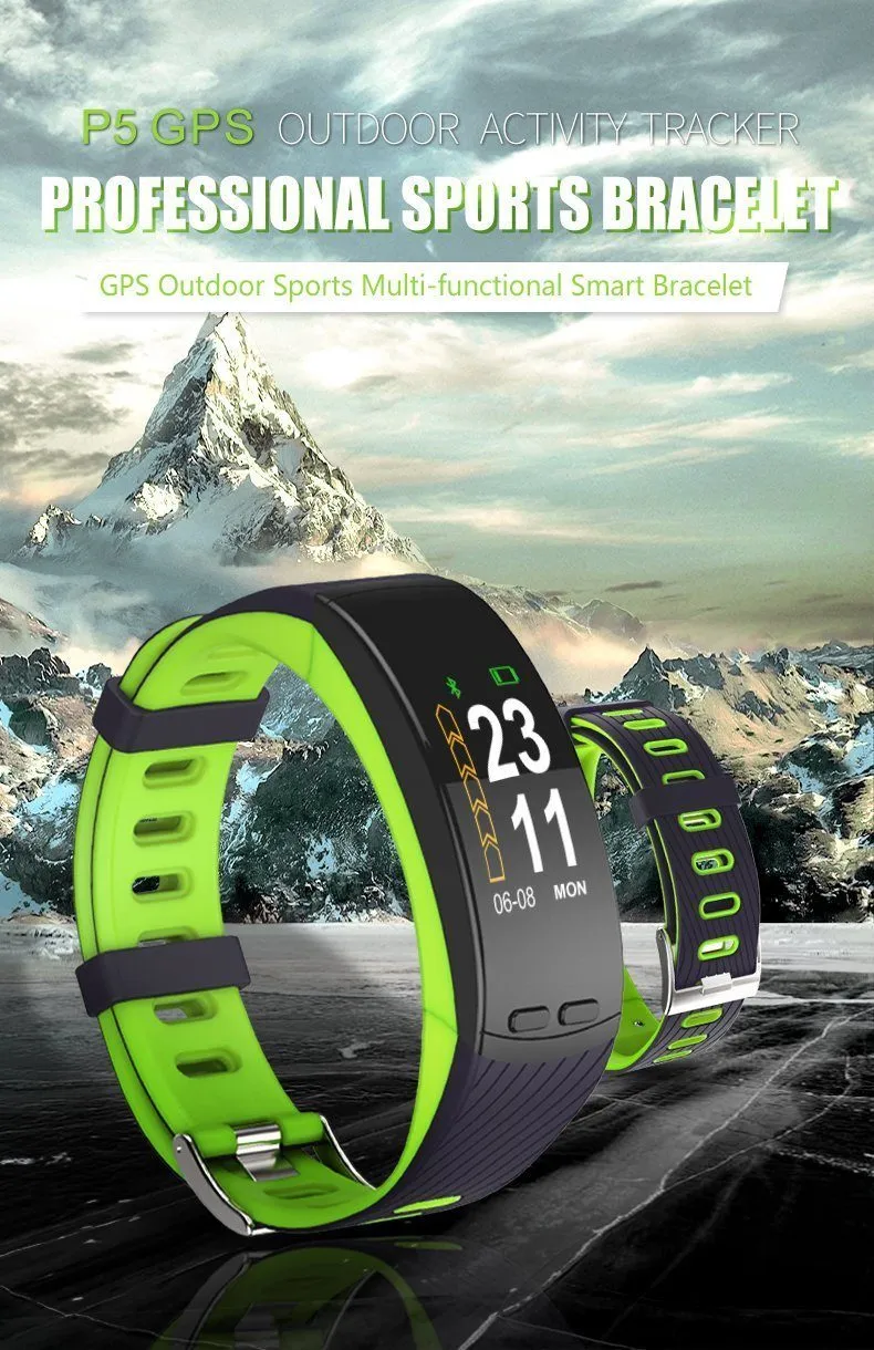 New GPS Sports Smart Band Heart Rate Smart Wristband Temperature Altitude Theromometer Fitness Tracker Smart Bracelet