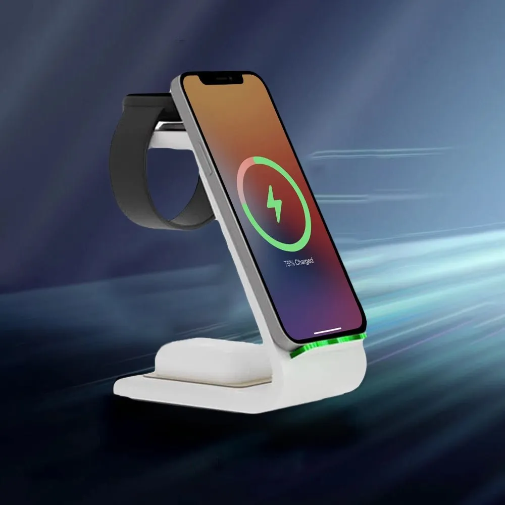 Premium 3 in 1 Fast Wireless Charging Stand for iPhone, Apple Watch & AirPods