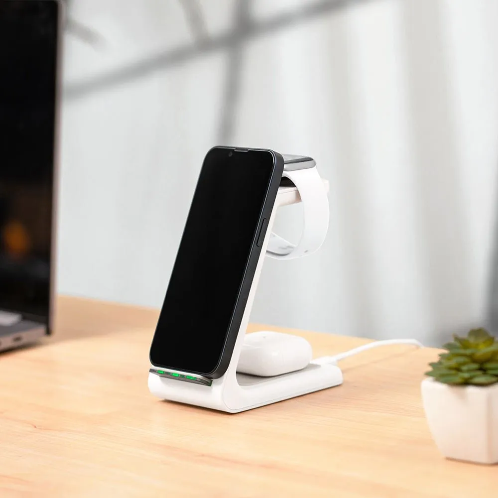 Premium 3 in 1 Fast Wireless Charging Stand for iPhone, Apple Watch & AirPods