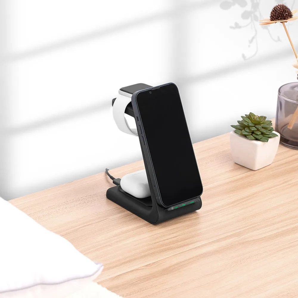 Premium 3 in 1 Fast Wireless Charging Stand for iPhone, Apple Watch & AirPods