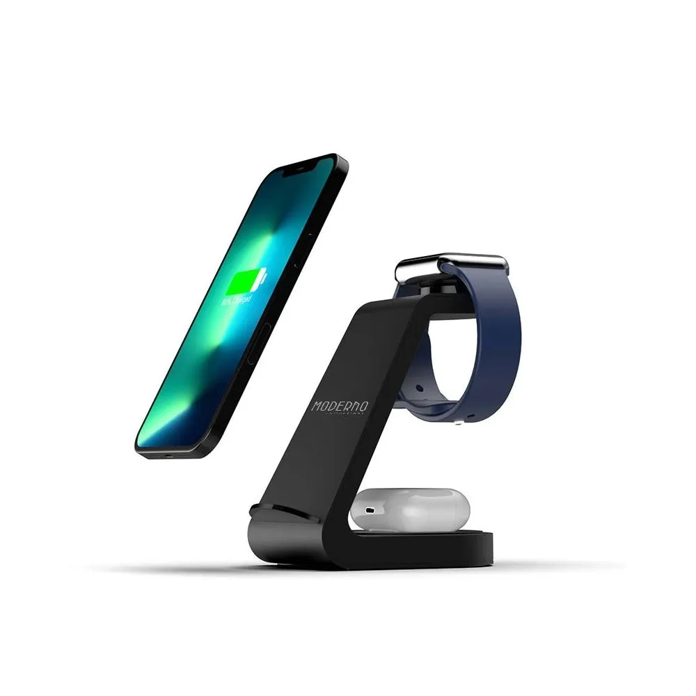 Premium 3 in 1 Fast Wireless Charging Stand for iPhone, Apple Watch & AirPods