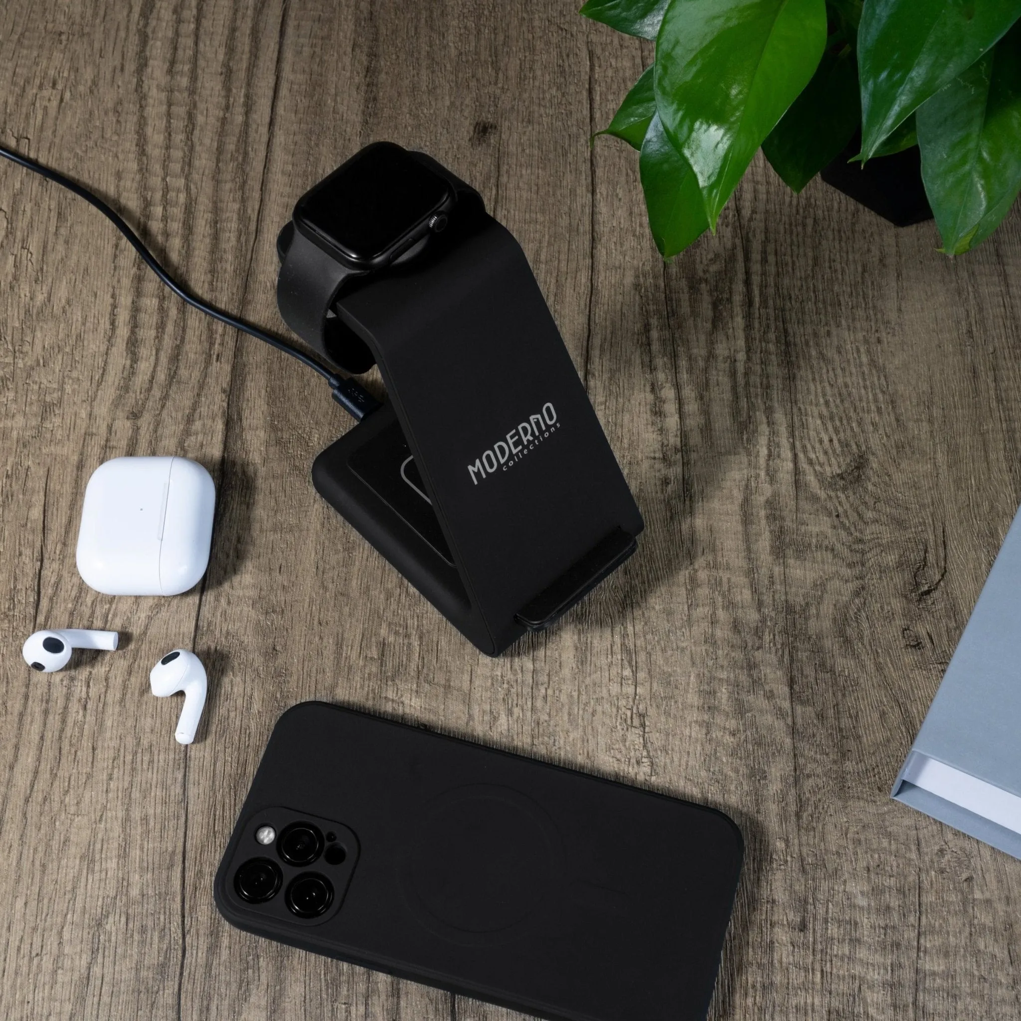 Premium 3 in 1 Fast Wireless Charging Stand for iPhone, Apple Watch & AirPods