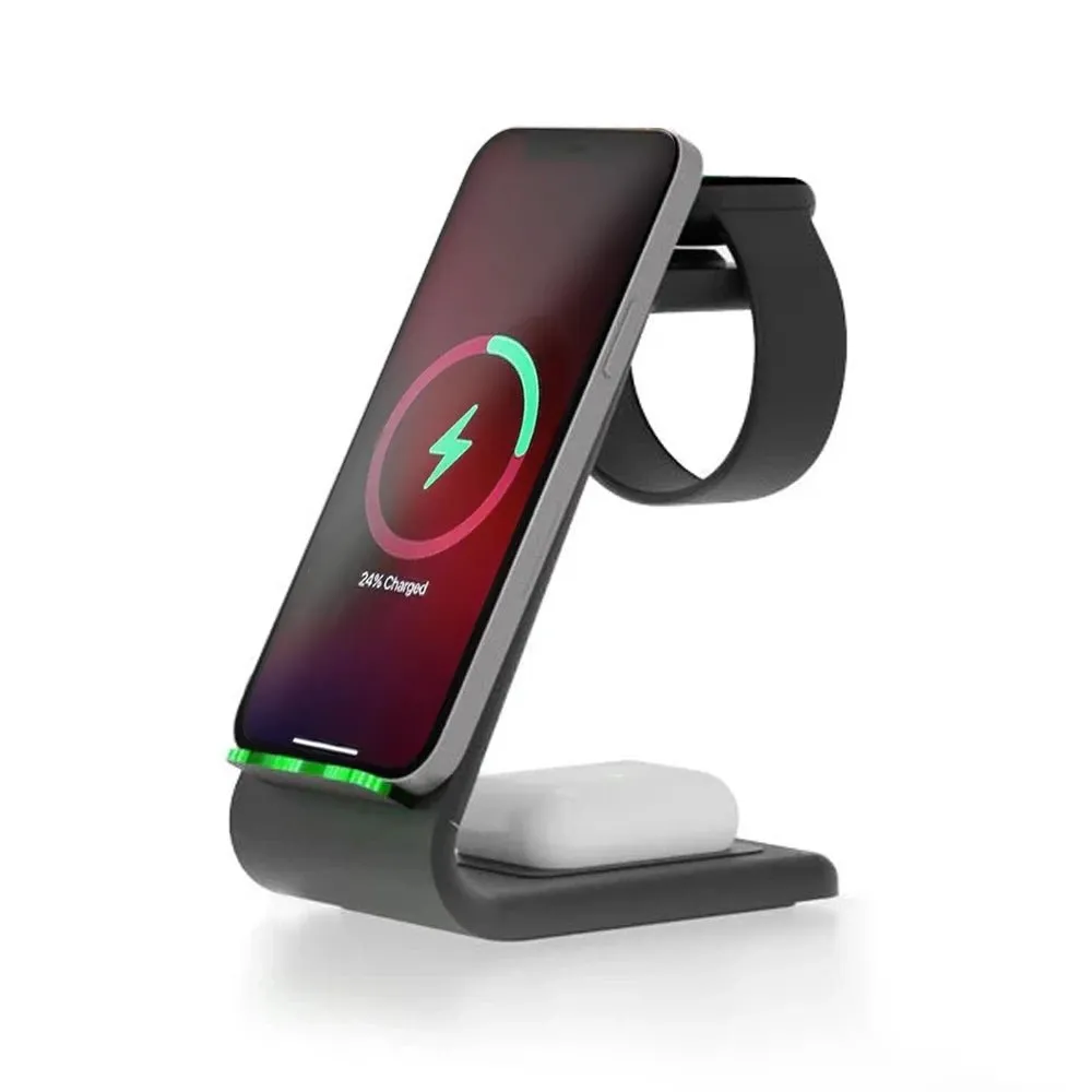 Premium 3 in 1 Fast Wireless Charging Stand for iPhone, Apple Watch & AirPods