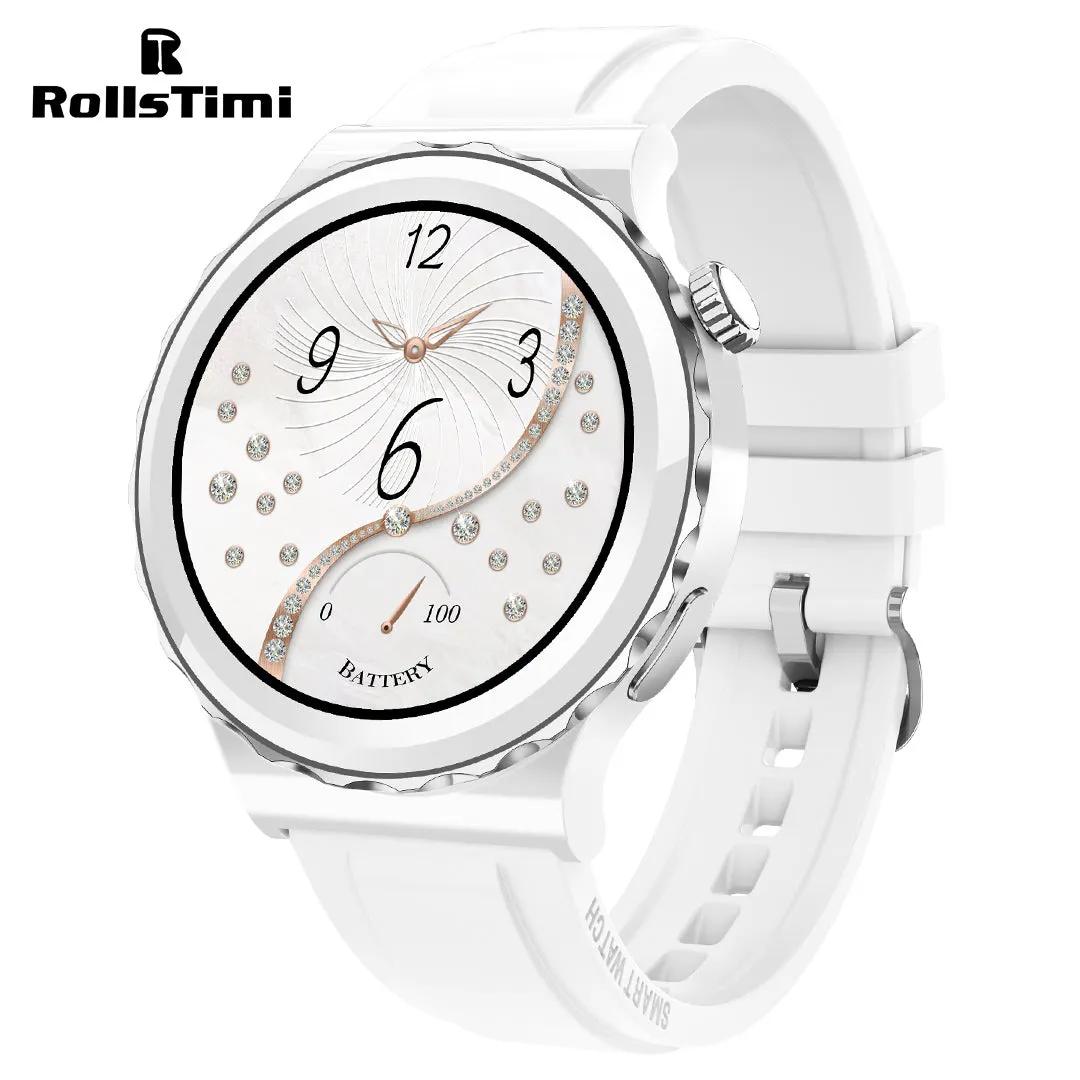 RollsTimi RT23 Women's Smartwatch with Ceramic Watchband Fitness Tracker Sports Luxury Smart Watches for Men Bluetooth Calls